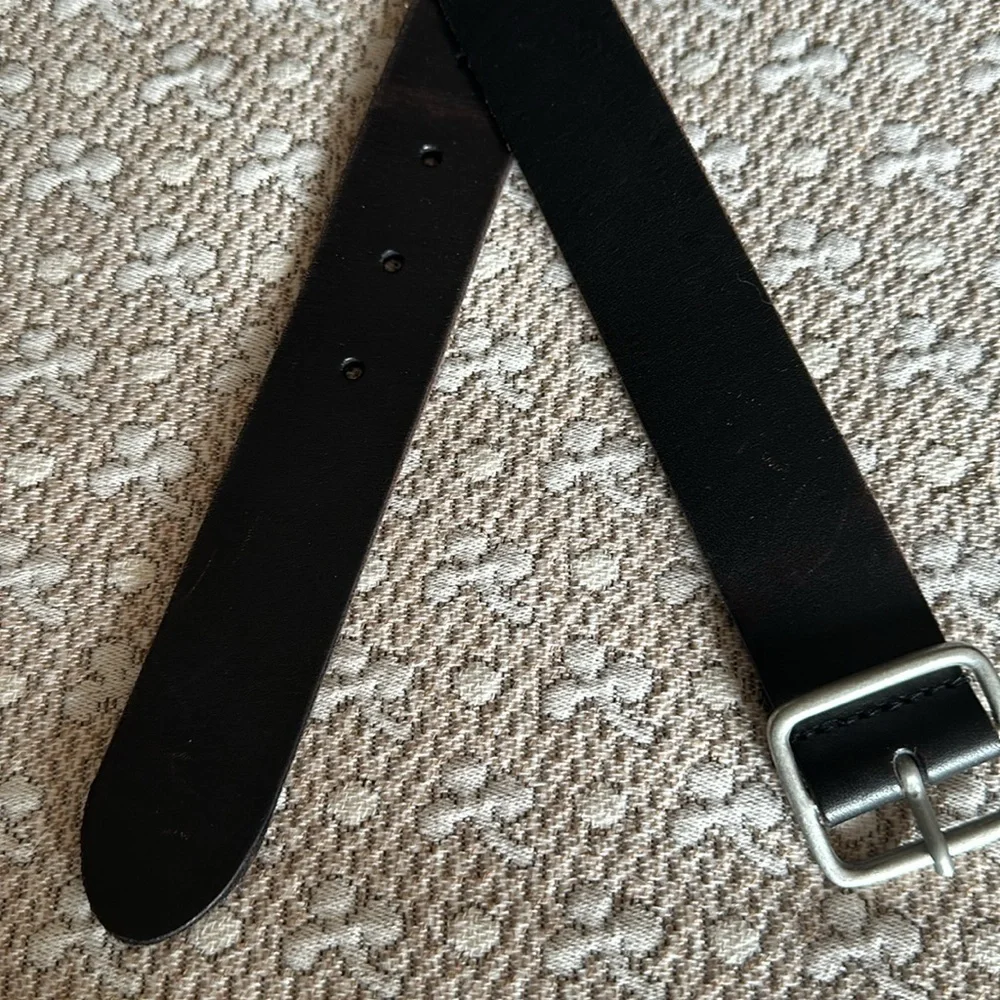 Lucky leather belt 1.5” wide 44” length silver buckle dark brown
